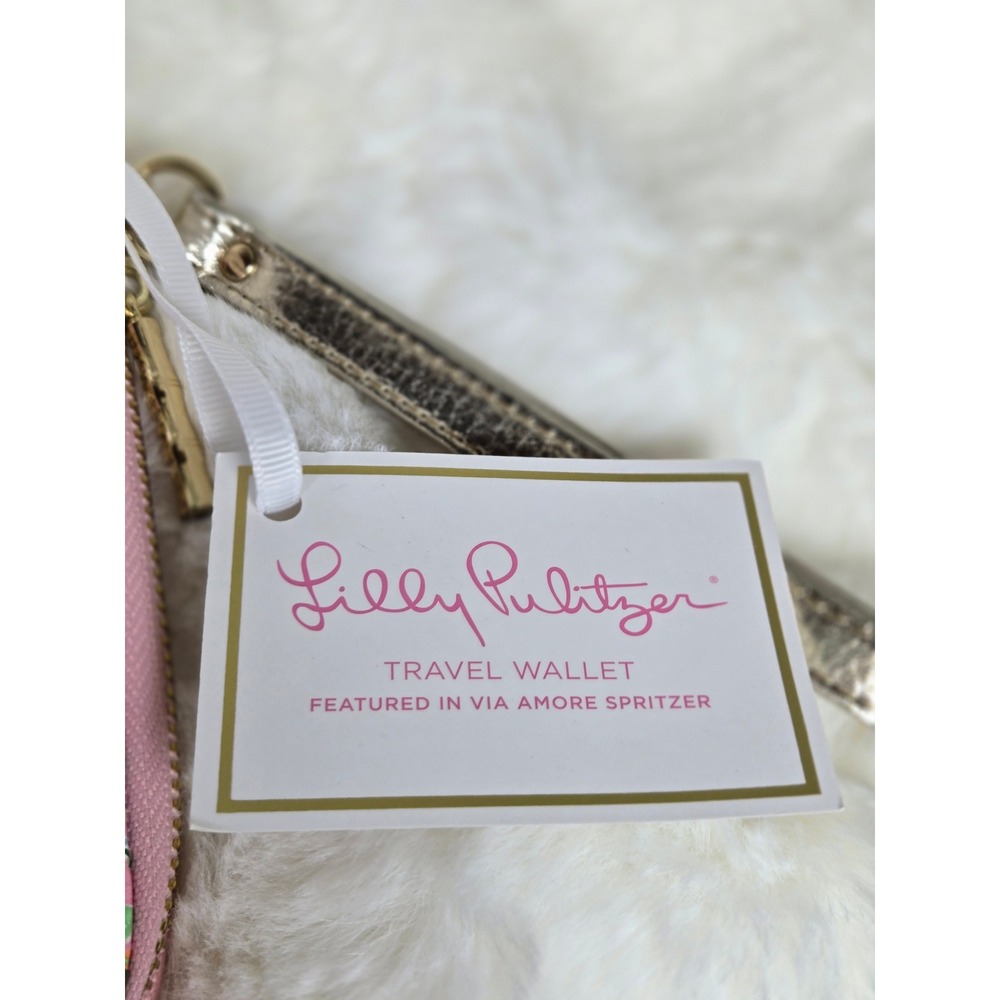 Lilly Pulitzer Via Amore Spritzer Travel Wallet Passport Holder Zip Around New - Picture 3 of 8